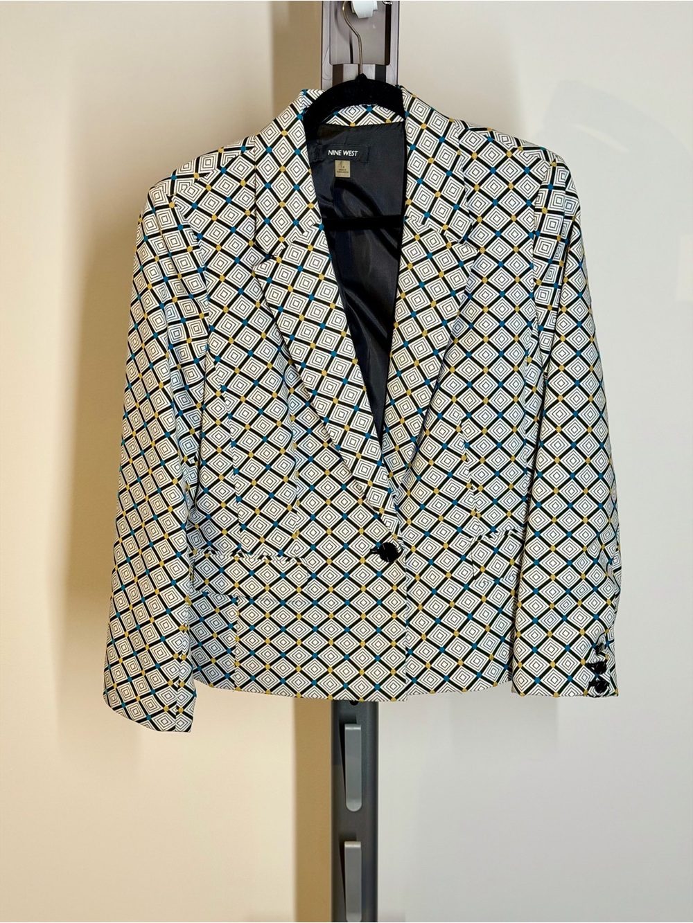 Nine West Black & White Geometric Print Blazer